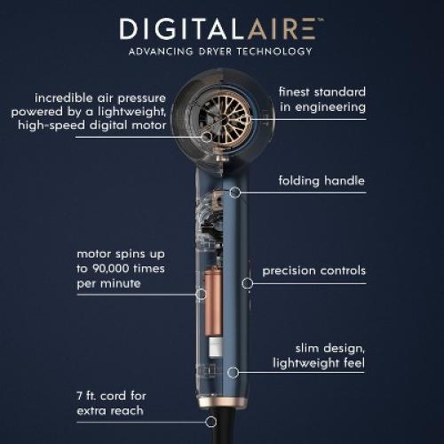 InfinitiPRO by Conair DigitilAIRE Folding Handle Hair Dryer - Blue - 1875 Watts