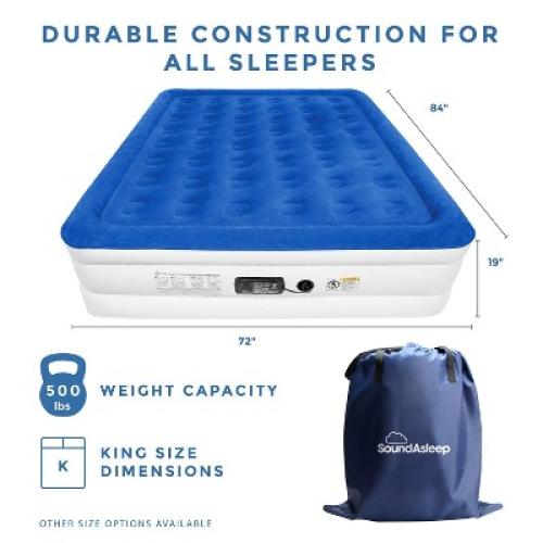 SoundAsleep Dream Series Air Mattress with ComfortCoil Technology & Internal High Capacity Pump -  Queen - Blue