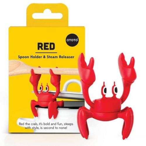 Ototo Holiday Gift Silicone Red Crab Spoon Rest Steam Releaser