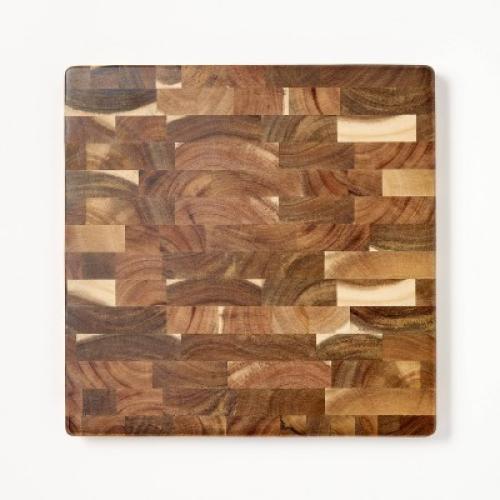 14x14 End Grain Acacia Wood Cutting Board Natural - Figmint