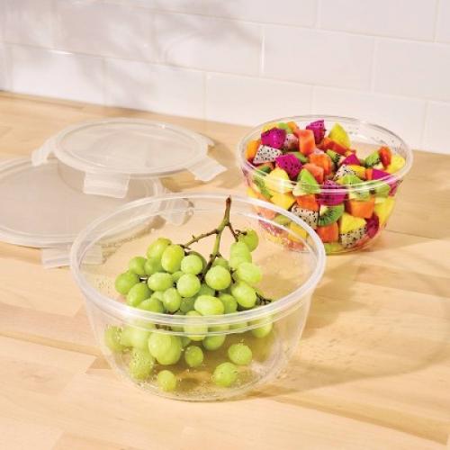 4pc (set of 2) 8.5 Cup and 14 Cup Tritan Plastic Round Food Storage Container Set with Lids Clear - Filament™: Stackable MISSING CLIP ON LARGER BOWL