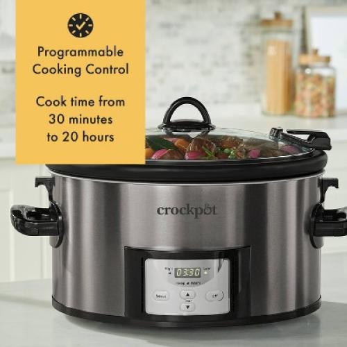 Crock-Pot 7qt Cook & Carry Programmable Easy-Clean Slow Cooker Stainless Steel