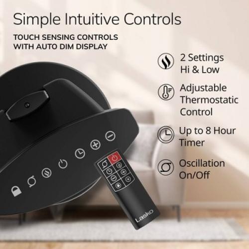 Lasko Ceramic Pedestal Heater with Remote Control: 1500W, Adjustable Thermostat, Portable, LED Display, ETL Listed