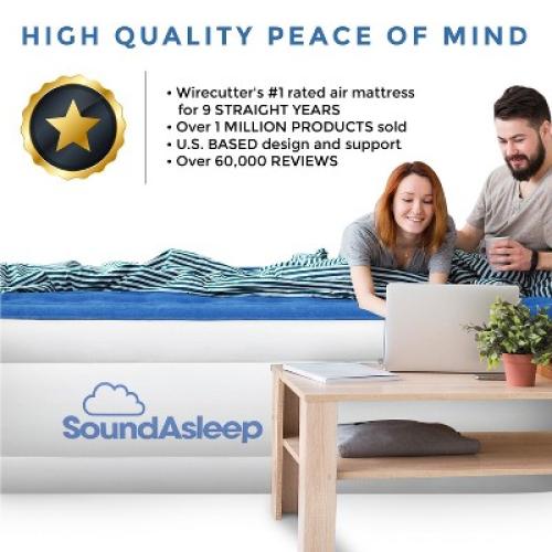 SoundAsleep Dream Series Air Mattress with ComfortCoil Technology & Internal High Capacity Pump -  Queen - Blue