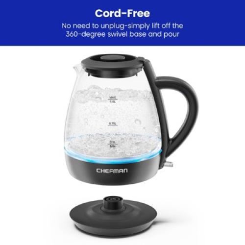 Chefman 1L Rapid-Boil Kettle with Automatic Shutoff - Black