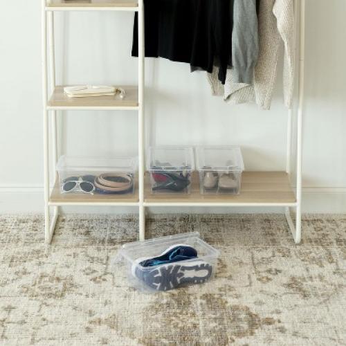 IRIS USA 6 Qt Stackable Plastic Storage Bins with Lids, Clear, 6Pk