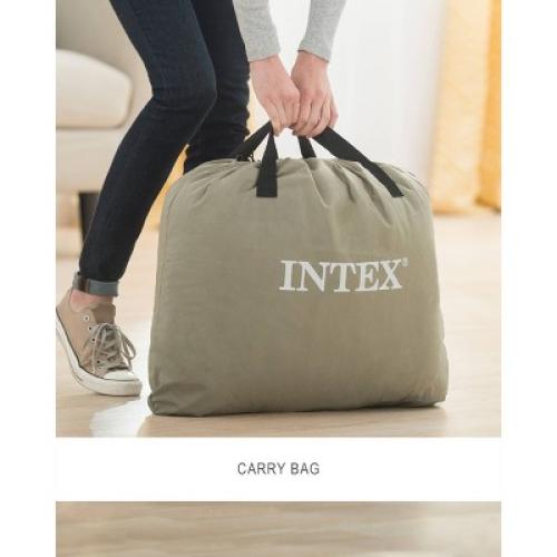 Intex Elevated 18 Pillow Rest Queen Air Mattress with Internal Pump - Off-White/Blue