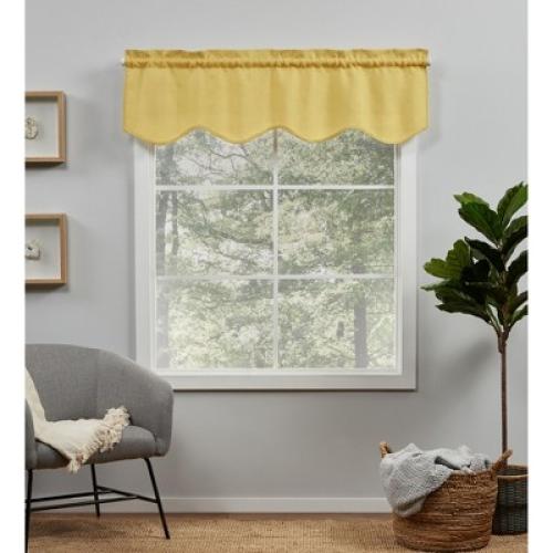 EXCLUSIVE HOME Loha Light Filtering Rod Pocket Scalloped Valance, 54x16, Sunbath