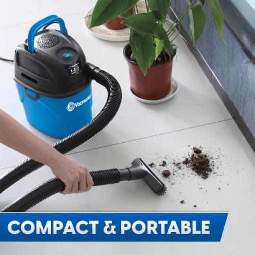 Vacmaster 1.5gal Wet/Dry Vac with Bonus Car Nozzle: Portable Electric Shop Vacuum, Multi-Surface, 600W, Corded