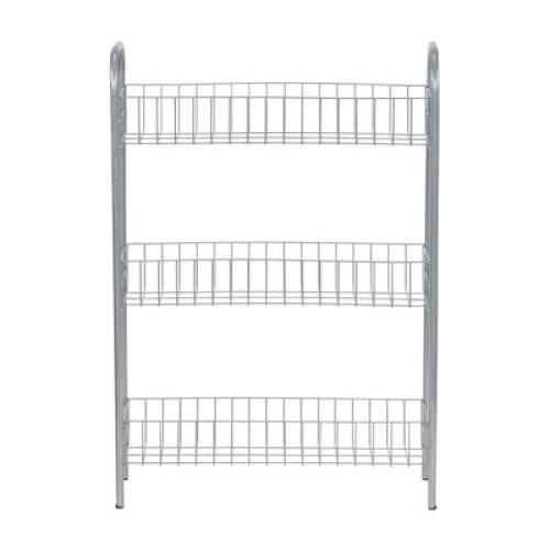 Household Essentials Slim Storage Cart, 3 Shelf Storage Cart with Wheels, Silver