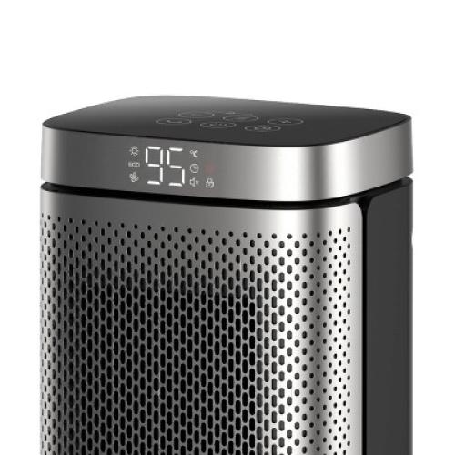 Dreo 1500W Atom Core Portable Oscillating Ceramic Space Heater for Home with Remote and Thermostat 1-12H Timer Silver