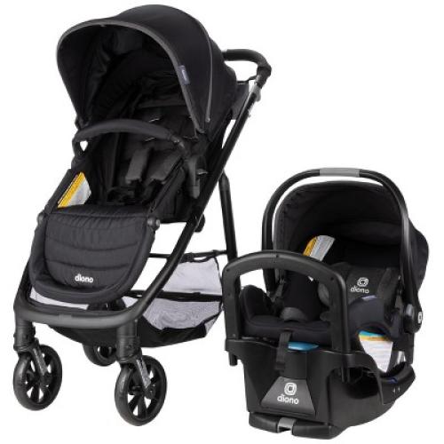 Diono Quantum 4 3-in-1 Travel System with LiteClik30 R SafePlus Infant Car Seat and Base, Black Jet