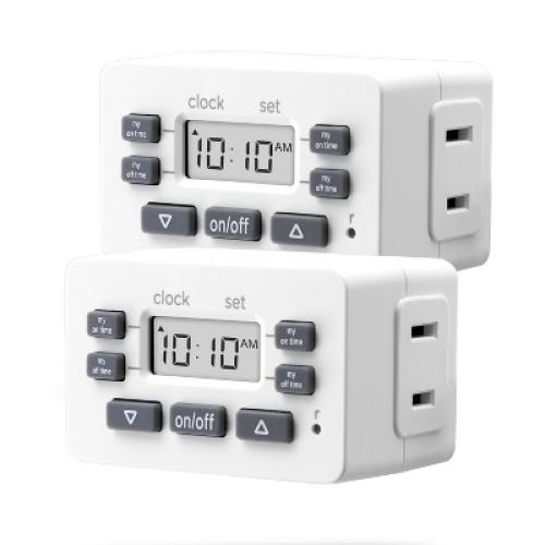 GE myTouchSmart Simple Set Digital Bar Timer 1-Polarized Outlet 2pk