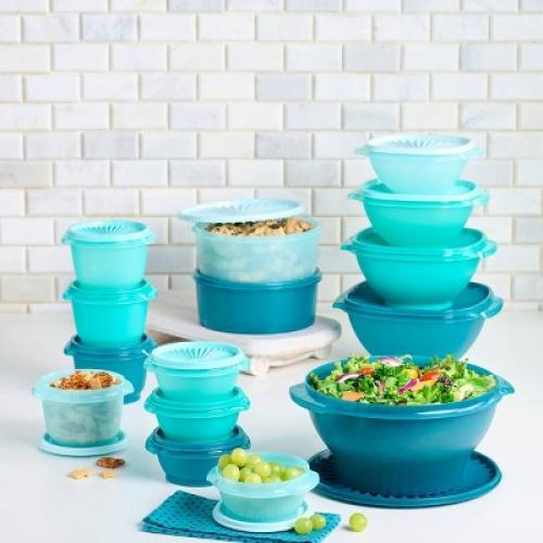 Tupperware 30pc (set of 15) Heritage Food Storage Container Set Teal Green: Stackable, Dishwasher-Safe!!
