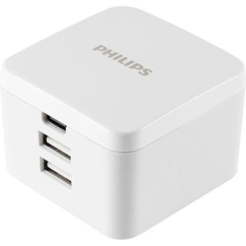 Philips 3-Port 32W USB and USB C Charger - White