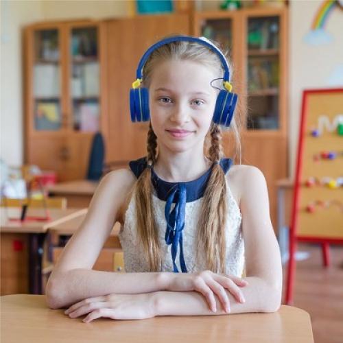 Insten Kids Headphones with Microphone, Wired Headset 3.5mm Adjustable Foldable with Volume Limiter for Toddler & School, Blue