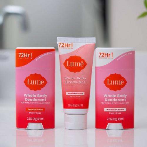 Lume Whole Body Women's Deodorant - Invisible Cream Tube - Aluminum Free - Peony Rose Scent - 2.2oz