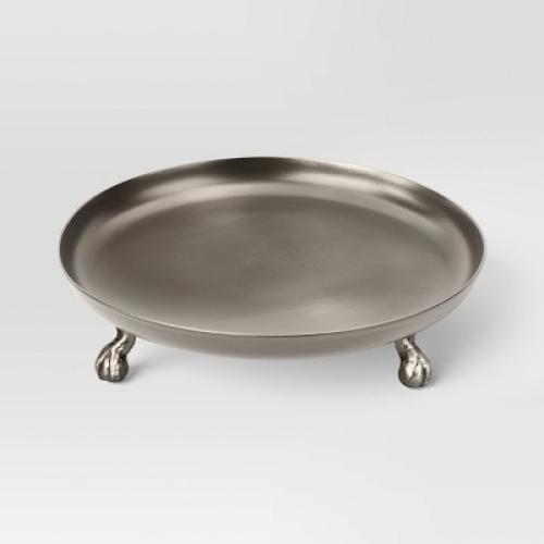 12.375 Metal Footed Serving Stand Silver Finish - Threshold™ ‼️there are dents ‼️