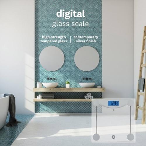 Bluetooth Body Weight Scale Clear - Weight Watchers: Digital Glass Bathroom Scale, LCD Display, 400 lb Capacity