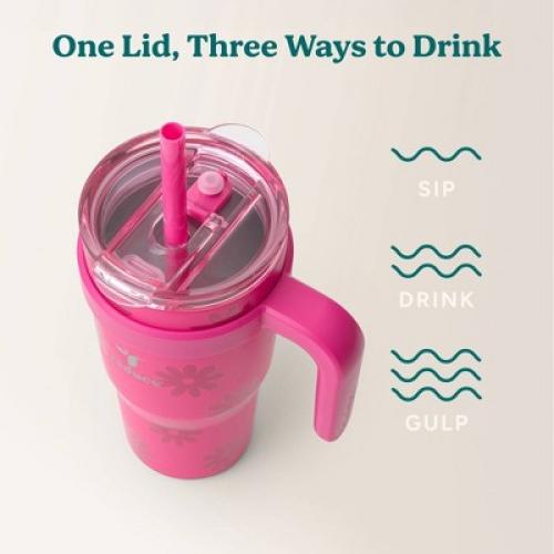 Reduce 24oz Cold1 Vacuum Insulated Stainless Steel Straw Tumbler Mug Pink: Dishwasher-Safe, Flip-Top Lid