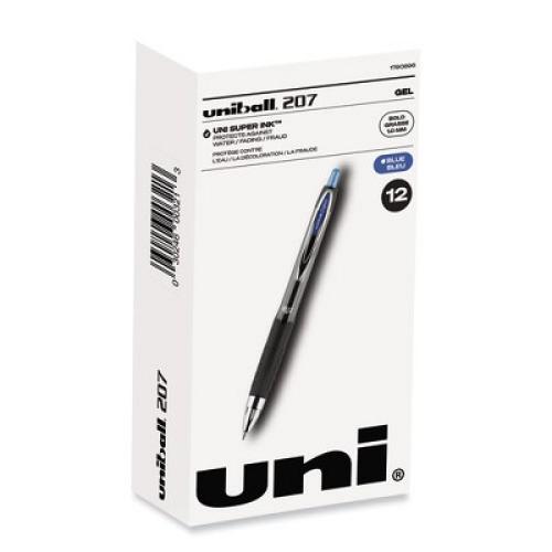7pack uniball Signo  Gel Pen, Retractable, Bold 1 mm, Blue Ink, Smoke/Black/Blue Barrel, Dozen