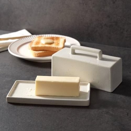 Camwood Collection Stoneware Butter Dish White - Threshold™: Butter Holder, Microwave & Dishwasher Safe, 11.5 oz Capacity