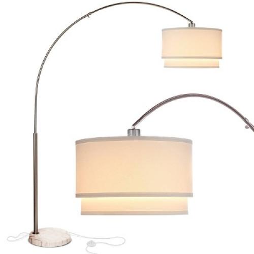 Brightech Mason Modern Marble Base Adjustable Arm Extendable (Includes LED Light Bulb) Floor Lamp Nickel