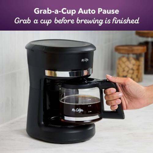 Mr. Coffee 5-Cup Switch Coffee Maker Black: Small Drip Coffee Machine, Electric, Paper Filter, 25 oz Capacity