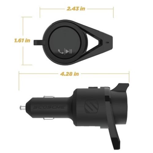 Scosche Bluetooth Power Delivery FM Transmitter 12W USB-A and 18W USB-C - Black