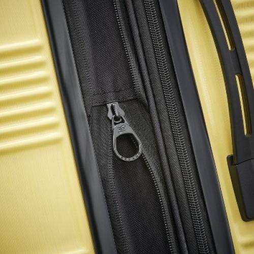 American Tourister NXT Hardside Large Checked Spinner Suitcase - Yellow: 8-Wheel Durable ABS