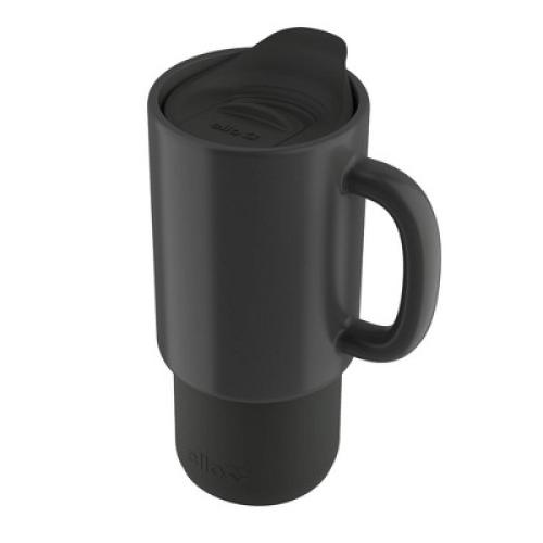 Ello Commute 18oz Ceramic Travel Mug Black: Microwave & Dishwasher Safe, Portable Drinkware for Hot/Cold Beverages