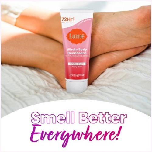 Lume Whole Body Women's Deodorant - Invisible Cream Tube - Aluminum Free - Peony Rose Scent - 2.2oz