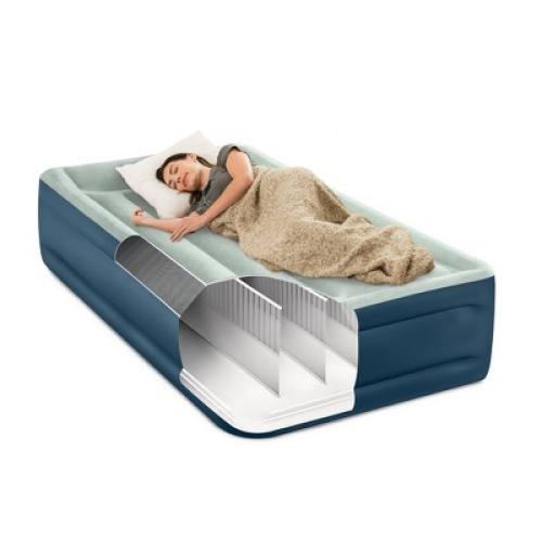 Intex Elevated 18 Pillow Rest Twin Air Mattress with Internal Pump - Off-White/Blue