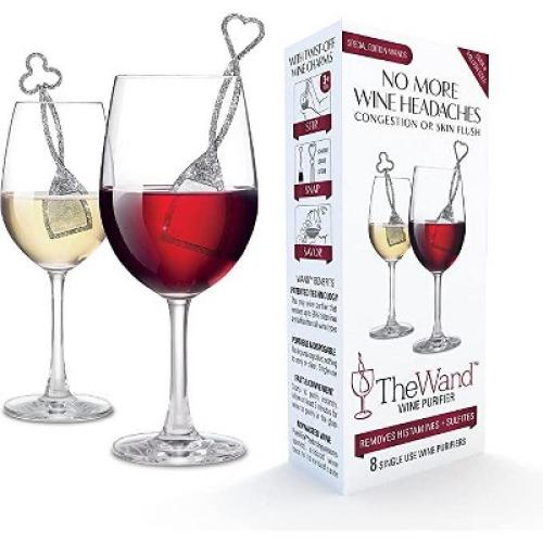 8 Pack PureWine Wand Technology Histamine and Sulfite Filter, Purifier Alleviates Wine Allergies, Stir Stick Aerates Wine, from Grand Fusion. -8 Pack