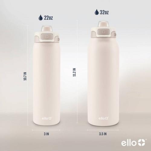 Ello Pop and Fill 32oz Stainless Steel Water Bottle Tonal Cream