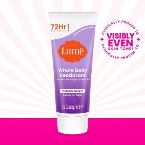 Lume Whole Body Women's Deodorant - Invisible Cream Tube - Aluminum Free  2 pack
