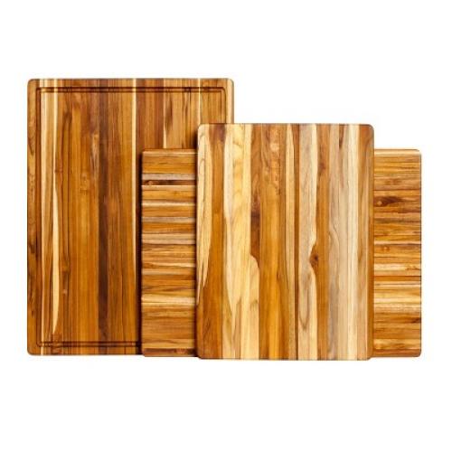 TeakHaus Edge Grain 24x18 Inch Rectangular Hand-Grip Cutting Board With Juice Canal