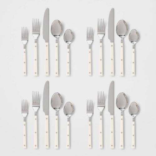 20pc Stainless Steel Burlington Silverware Set Cream - Threshold™