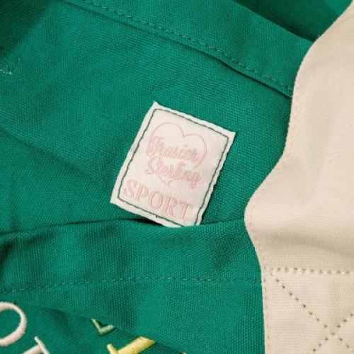Frasier Sterling Sport Rainbow Logo Tote Bag Cream/Green: Cotton Canvas Handbag
