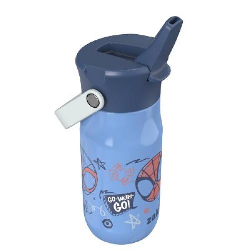 Zak Designs 14oz Spidey & Friends Stainless Steel Vacuum Harmony Straw Water Bottle Blue