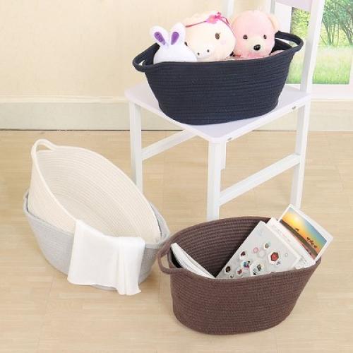 Unique Bargains Cotton Storage Basket Clothes Organizer Decorative Storage Bins 1 Pc White