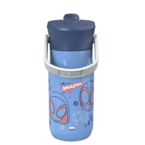 Zak Designs 14oz Spidey & Friends Stainless Steel Vacuum Harmony Straw Water Bottle Blue