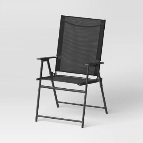 Sling Folding Chair - Black - Room Essentials : Weather-Resistant, No Assembly, Metal Frame