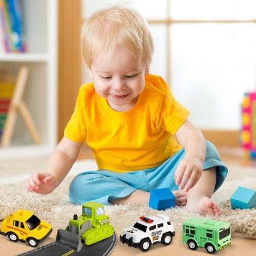 18Pcs Pull Back City Cars and Trucks Toy Vehicles Set, Friction Powered Cars Toys for Toddlers, Boys, Girls’ Educational Play, Goodie Bags Stuffers