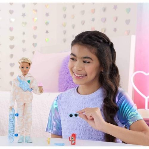 Barbie Dream Besties Ken 11 Fashion Doll with 9 Summer and Skateboard Themed Accessories