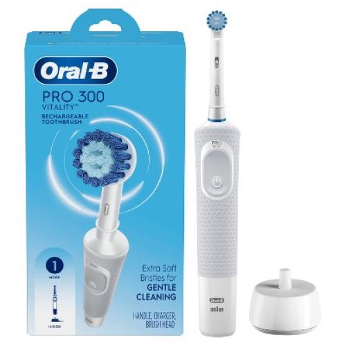 Oral-B Pro 300 Vitality Electric Toothbrush with (1) Brush Head - Rechargeable - White