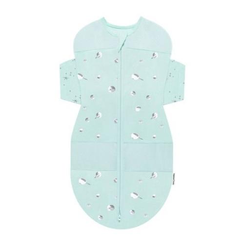 Happiest Baby SNOO Sack Swaddle Wrap - Blue Green with Planets Stars on Wings - L