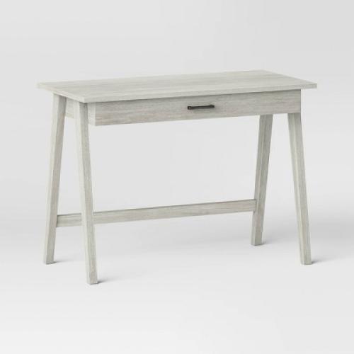 Paulo Wood Writing Desk with Drawer Weathered White - Threshold : Sleek Home Office Furniture, Laminate Surface, Metal Hardware