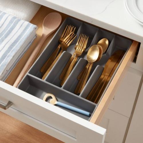 5 Compartment Plastic Plastic Drawer Organizer Gray - Brightroom™