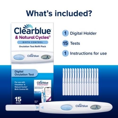 Clearblue & Natural Cycles Hormone-Free Birth Control Digital Ovulation Test Refill Pack - 15ct